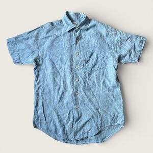 Brooks Brothers Irish Linen Short Sleeve Button Up Shirt Men's M Blue